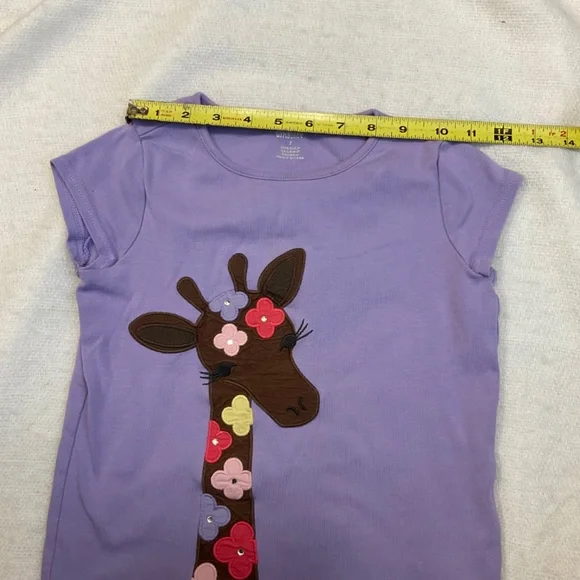 Gymboree Girl's Shirt Purple Giraffe Sequin Lilac Sz 7 - READ - Picture 2 of 8
